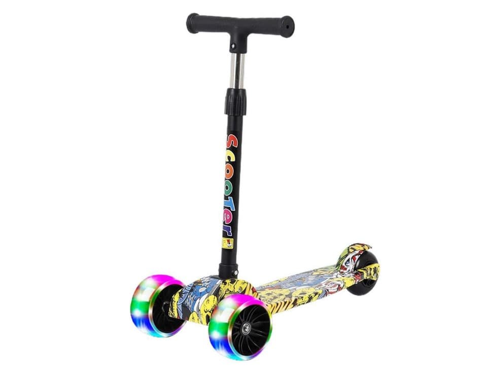 Inder Kids 3 wheel Mini Height- Adjustable Kick Scooter, 3-6Years-Old Graffiti