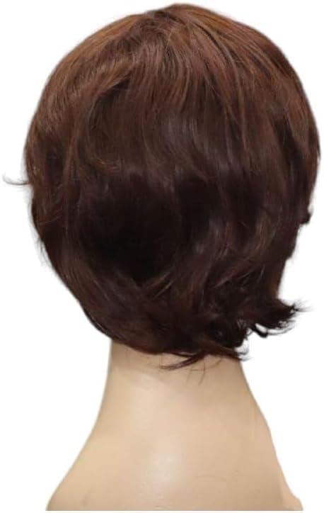 شعر مستعار صناعى تموجات طبيعية ولون بني متوسط طبيعي للنساء شعر قصير مموج لايمكن