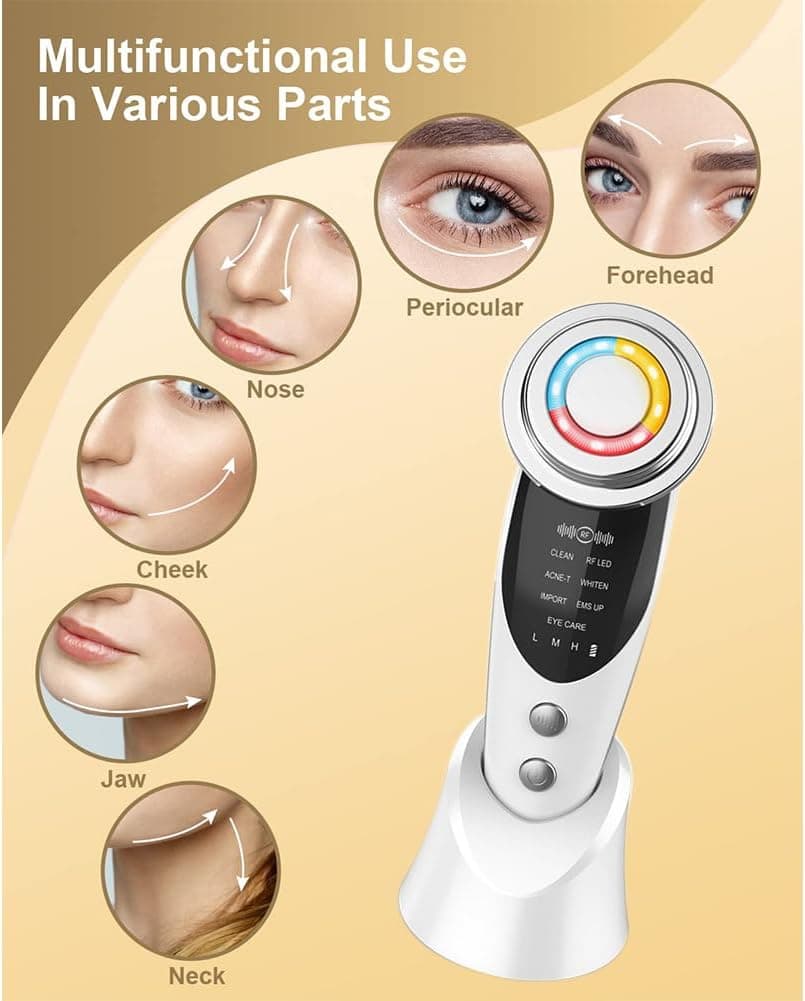 AOFGLING 2pc Facial Massager Device, 7 in 1 Microcurrent LED Photon Light Therap