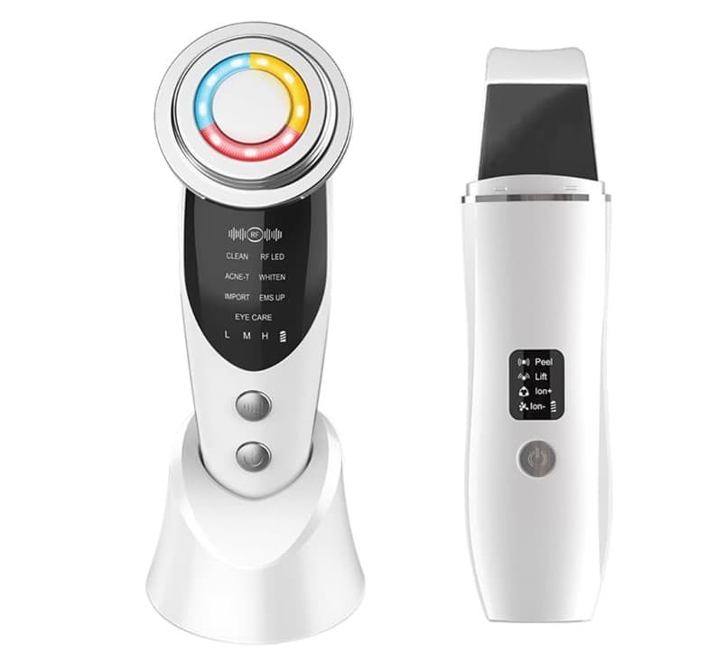 AOFGLING 2pc Facial Massager Device, 7 in 1 Microcurrent LED Photon Light Therap