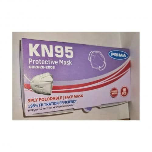 ماسك حماية برايم KN 95 - 5 طبقات قابلة للطي - عبوة مكونة من صندوقين 10 قطع